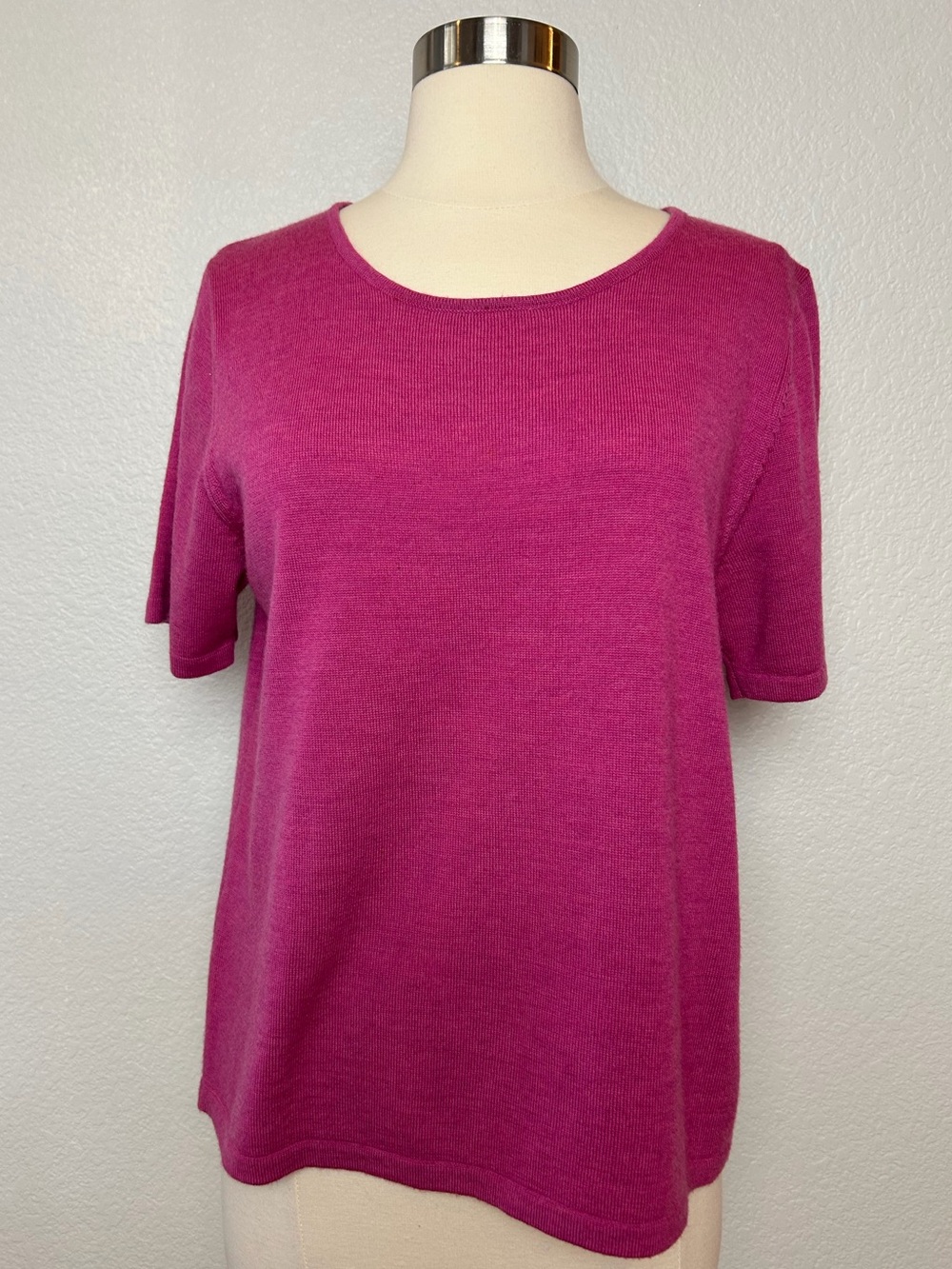 CHARTER CLUB Merino Extrafine Wool Sweater Women's Size L Pink Short Sleeve